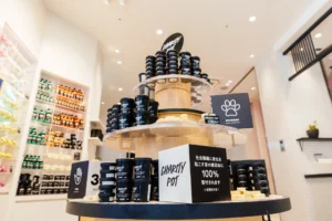 A display of Charity Pot Products in a Lush Store