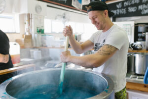 Lush Twilight Shower Jelly being made by hand